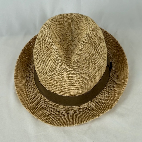 Dorfman Pacific Fedora Hat XL Scala Toyo Poly Lightweight Beige Brown Woven EUC - Picture 11 of 12